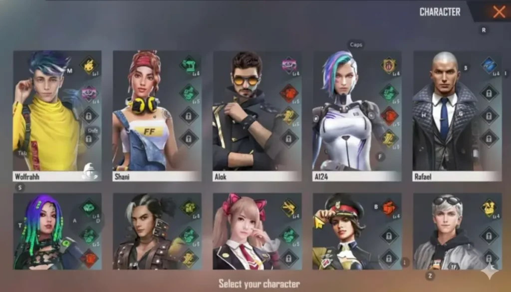 Key Features of Old Free Fire (Classic Version) - Limited Characters