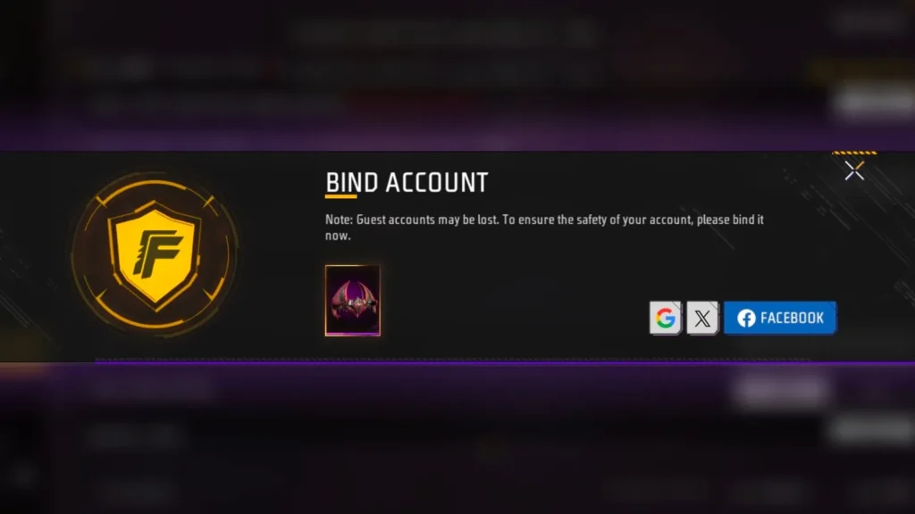 Guide To Bind Free Fire UID: Choose bind method as per choices