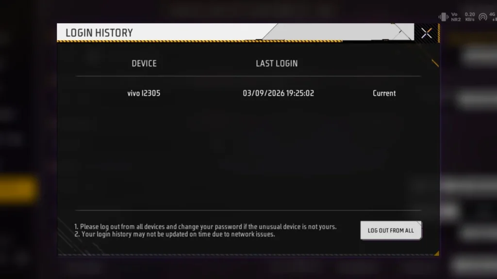 Check Free Fire UID Login History